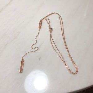 Lily Rose Gold Y Necklace in Peach Drusy